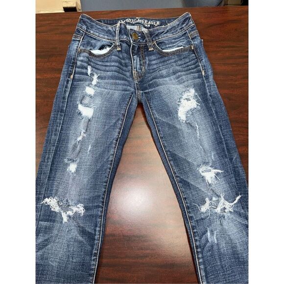 American Eagle Super Stretch Distressed Denim Jeggings Size 00 - Picture 2 of 10
